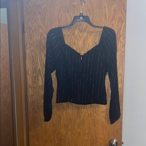 Idyllwind size Large Black Striped w/ Gold  Women's Top